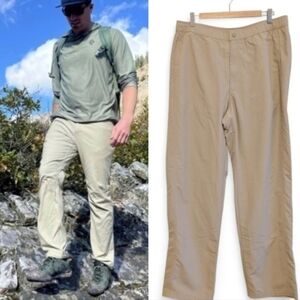 LLBEAN New Tropicalwear Pants Nylon Lined Tall Flat Front Stone Tan Large